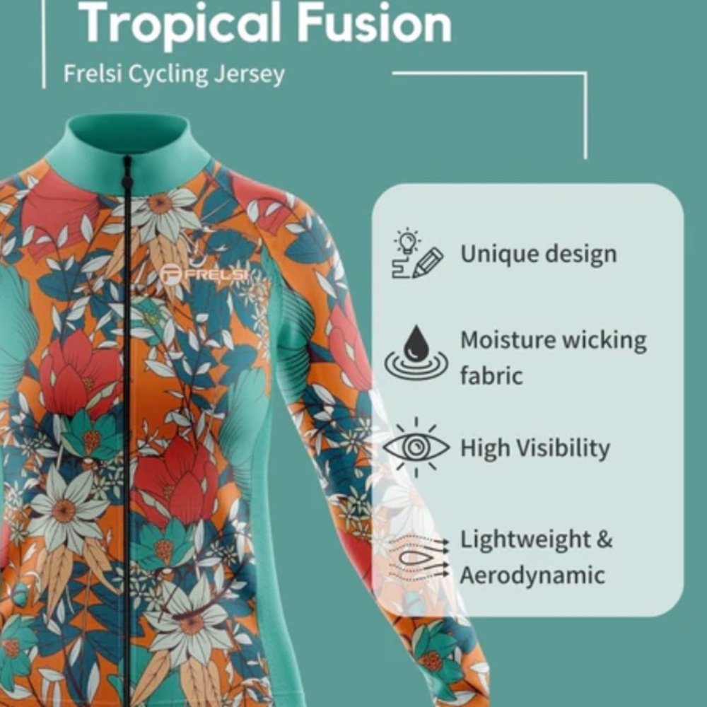FRELSI SIZE MEDIUM TROPICAL FUSION WOMEN’S LONG SLEEVE CYCLING JERSEY